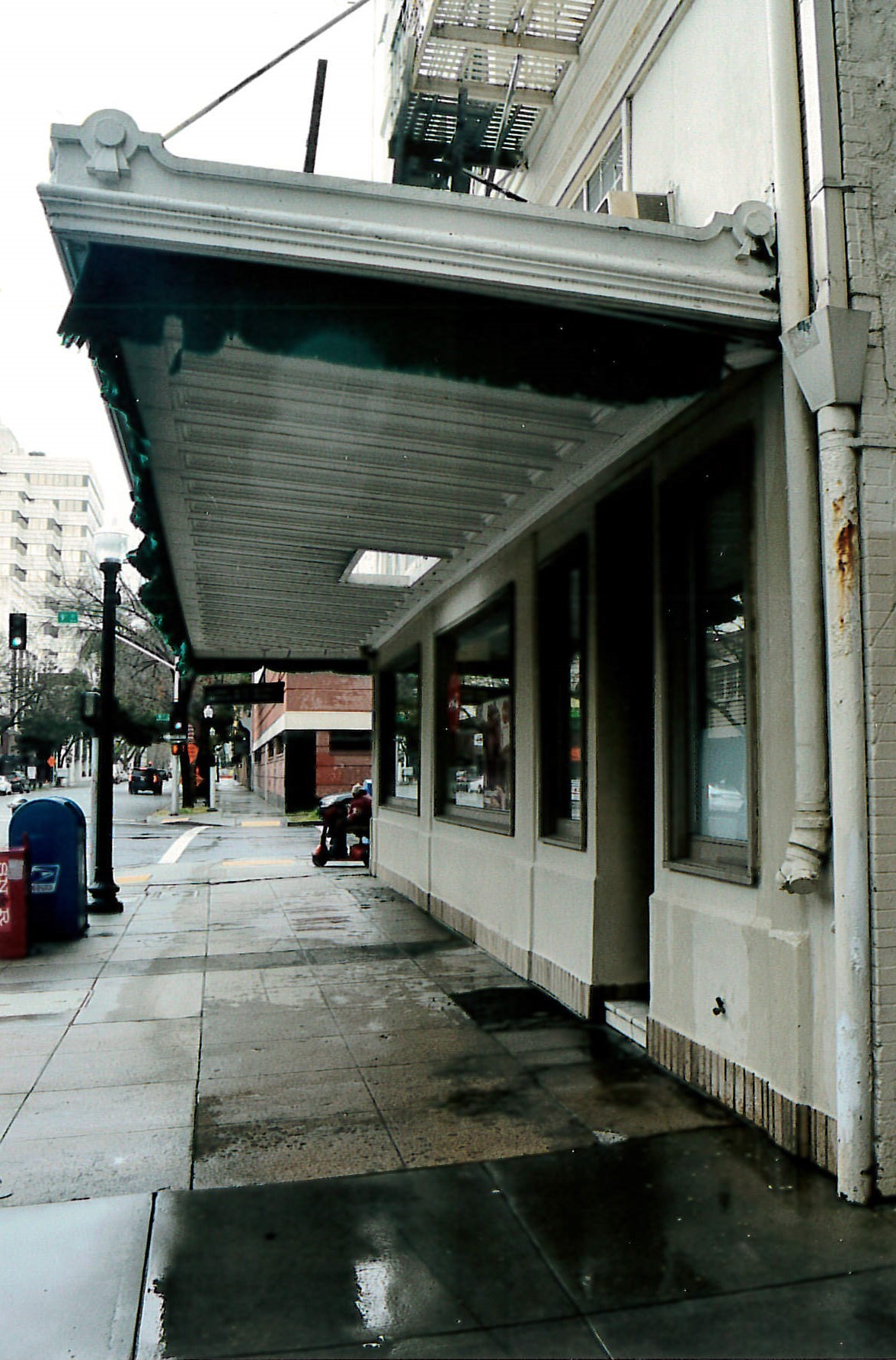 Metal awning on south facade 